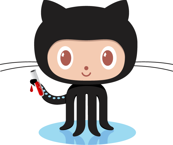 GitHub Octocat with the Jekyll test tube ready for the transformation